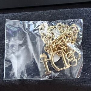 Gold Letter 'Di' Charm Chain Necklace